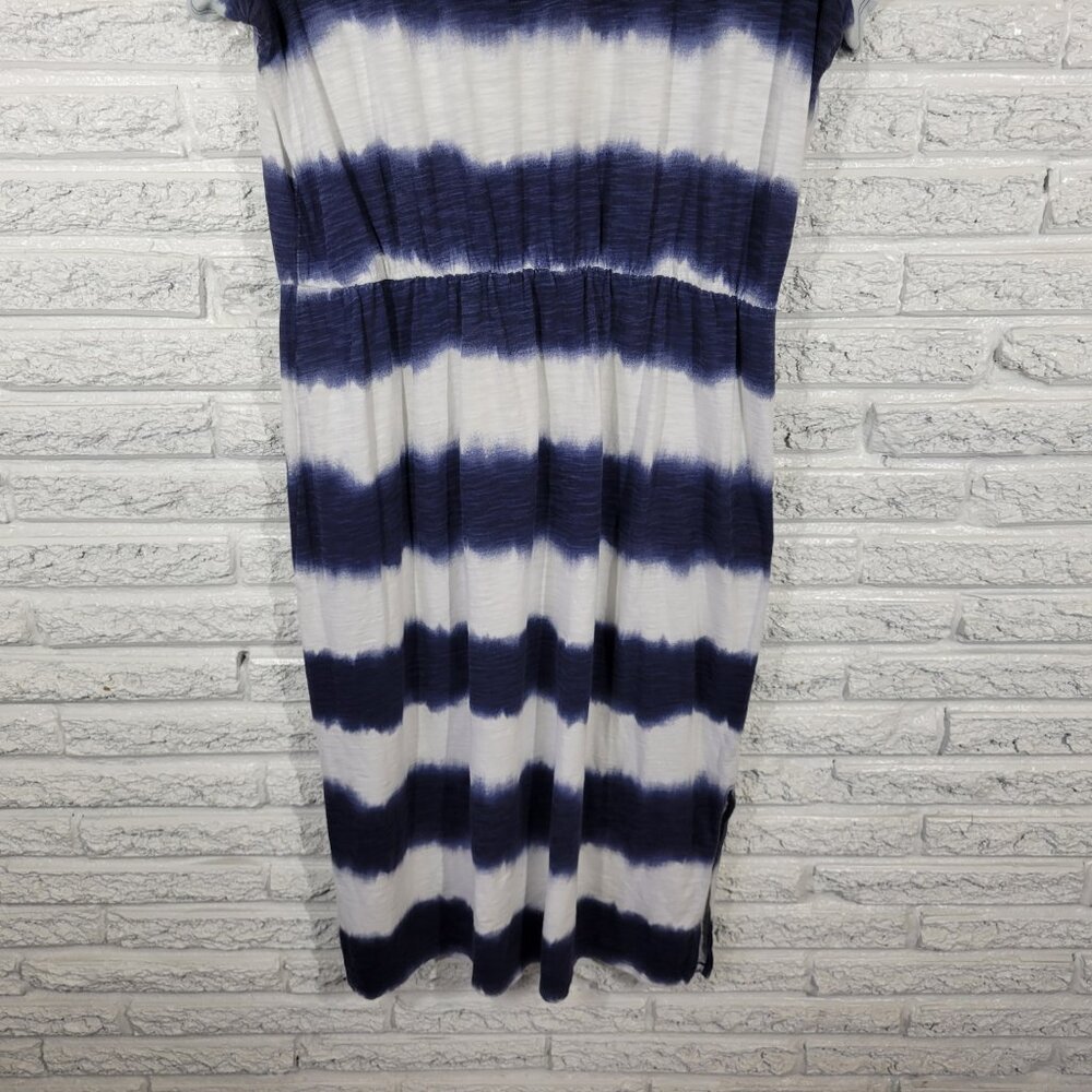 Old Navy Blue White Tie Dye T-Shirt Dress Midi 100% Cotton XL C18E - Picture 8 of 11